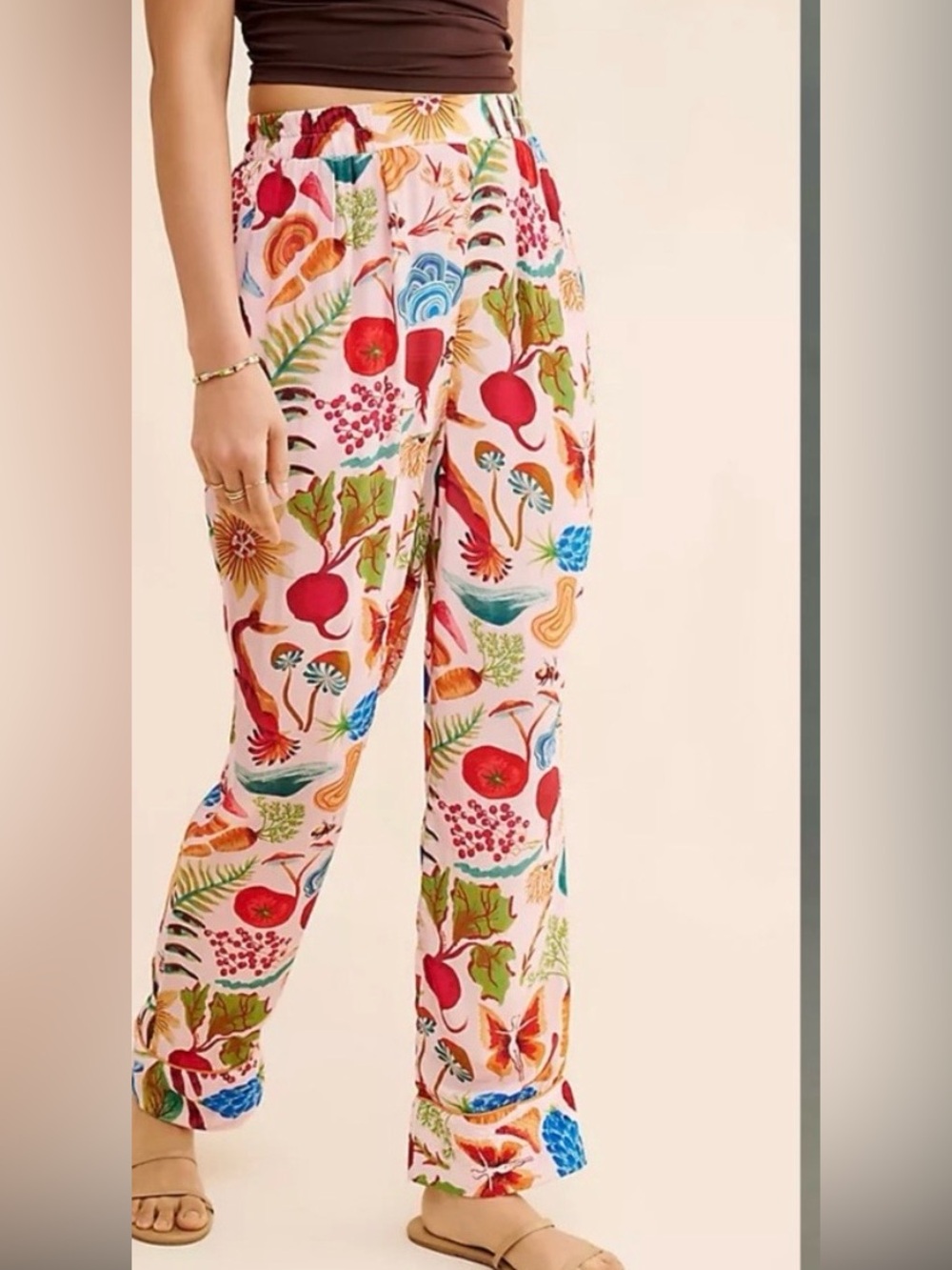FARM Rio Multicolor FLORAL Tropical Print Wide-Leg Trouser